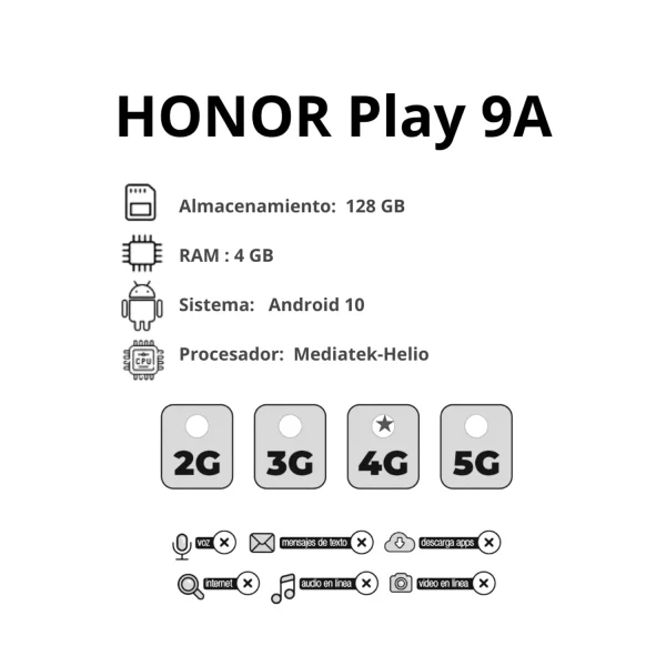 Celular HONOR Play 9A 128GB + 4GB RAM - AZUL - Image 4