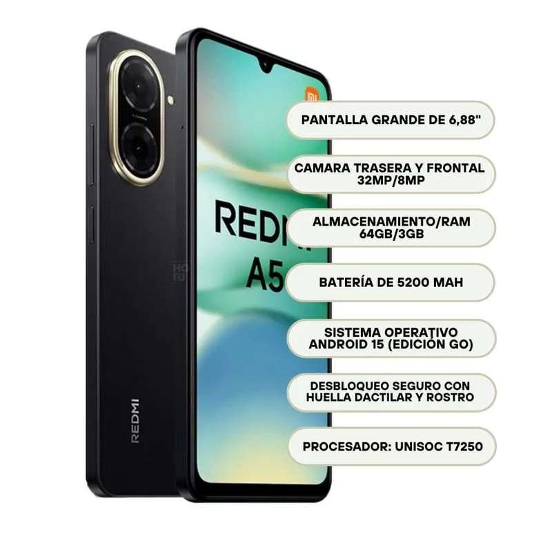 Xiaomi Redmi A5 64GB+3GB RAM - NEGRO - Imagen 2