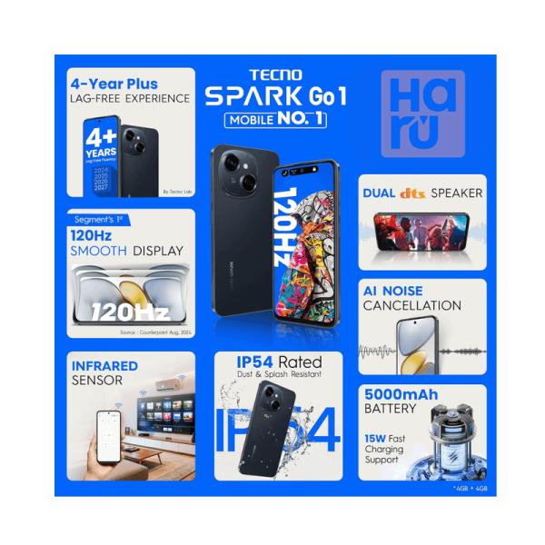 Celular TECNO SPARK Go1 128GB + 4GB RAM - Negro - Image 4