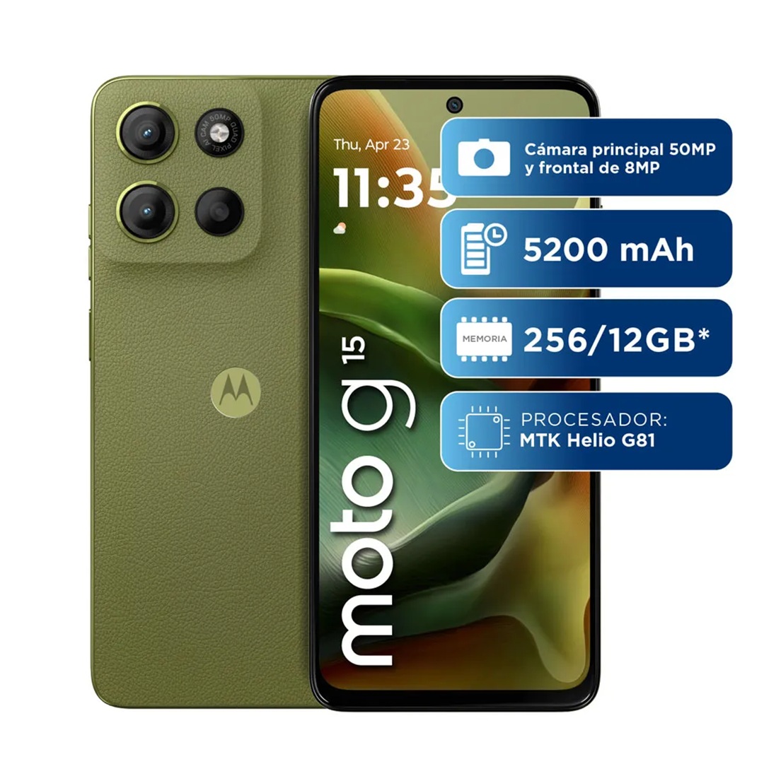 Celular MOTOROLA G15 4GB RAM 256 VERDE - Imagen 2